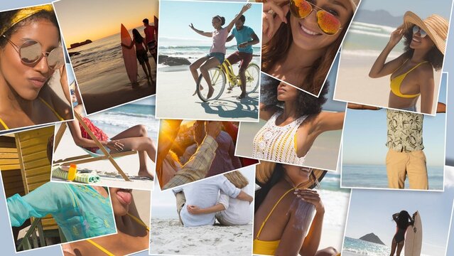 Beach lifestyle photo collage template