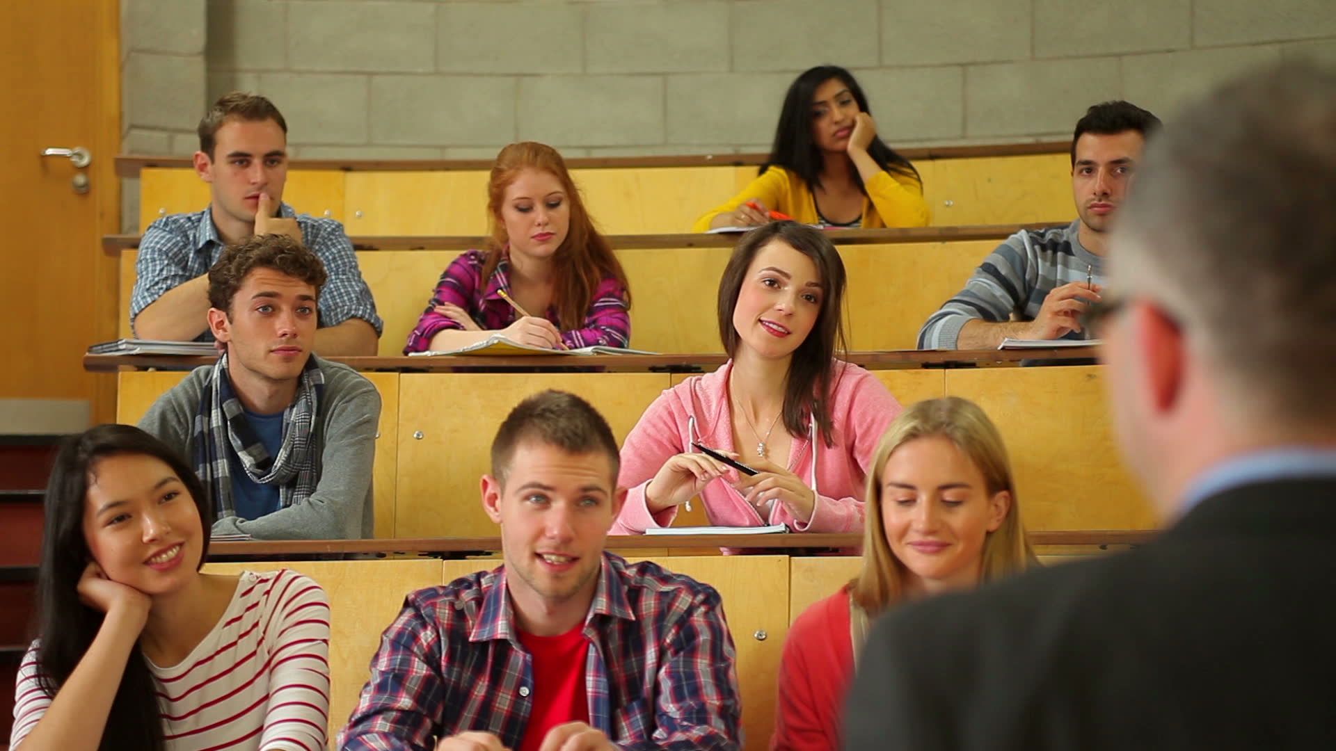 Students attending a university lecture